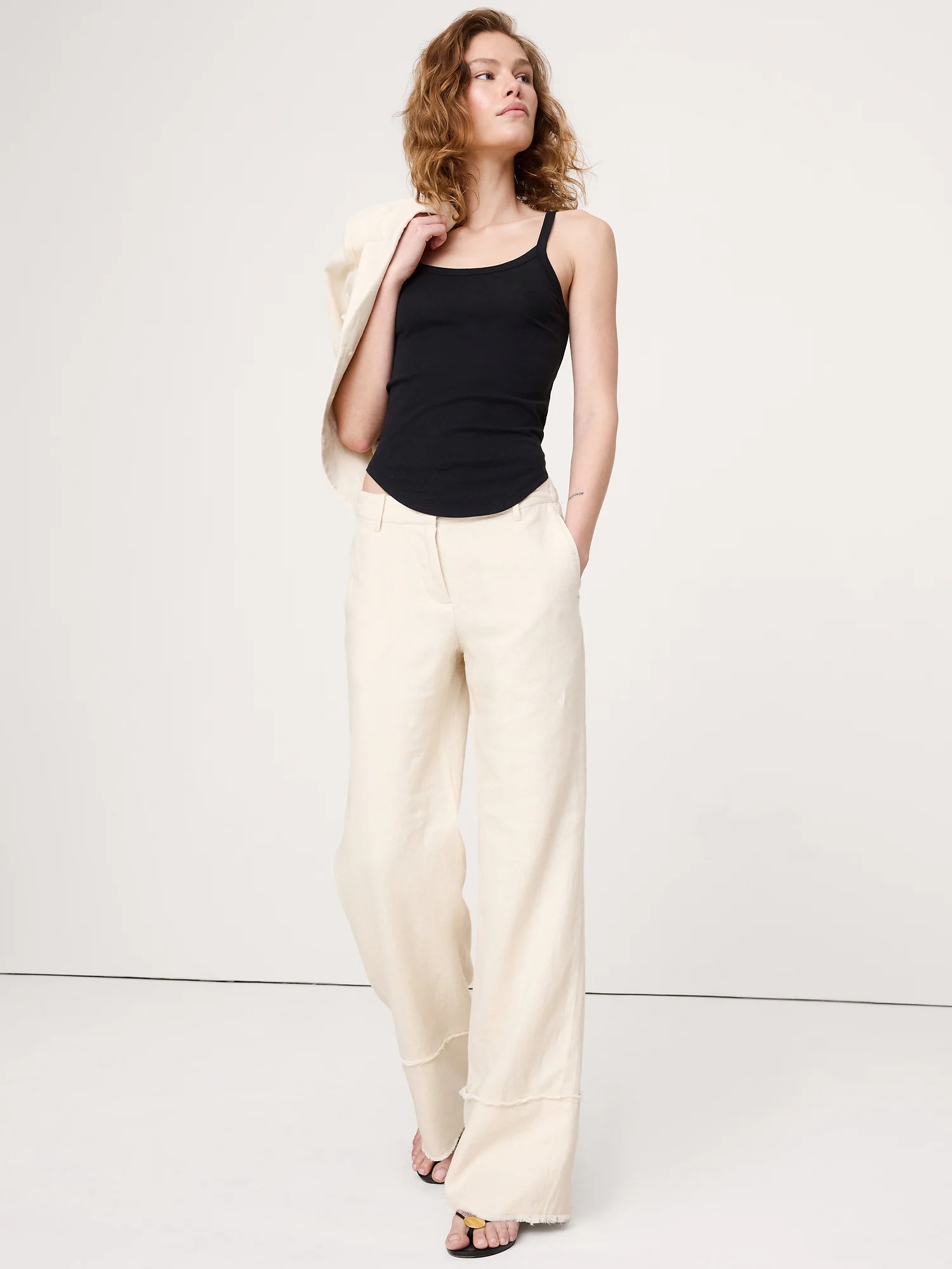 Banana Republic, The Everyday Wide-Leg Pant in Fringe-Hem Linen
