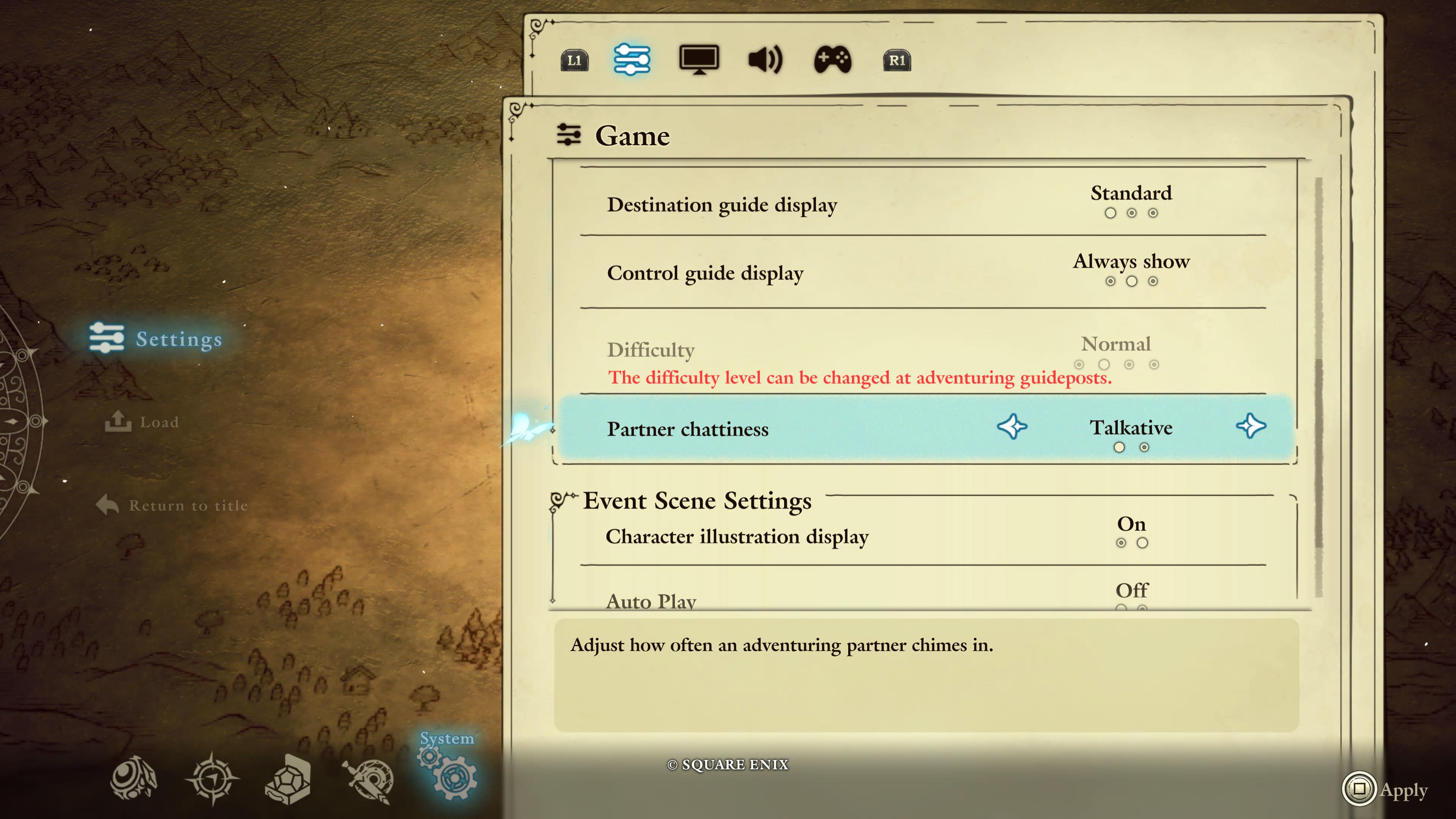Menu in the Adventures of Elliot: The Millennium Tales