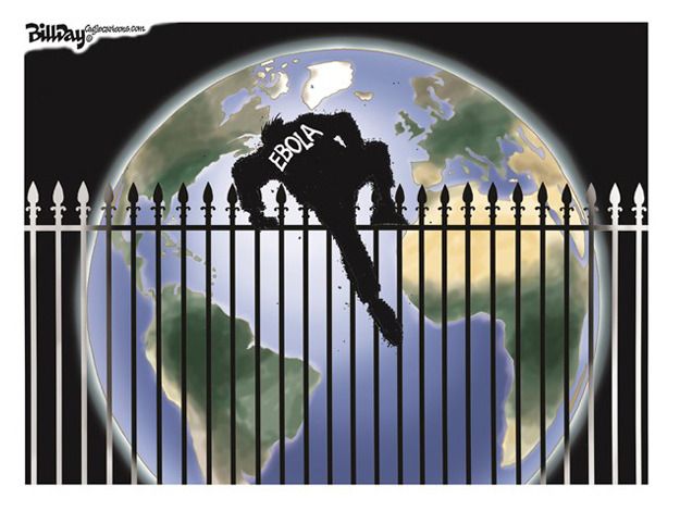 Political cartoon white house intruder Ebola world