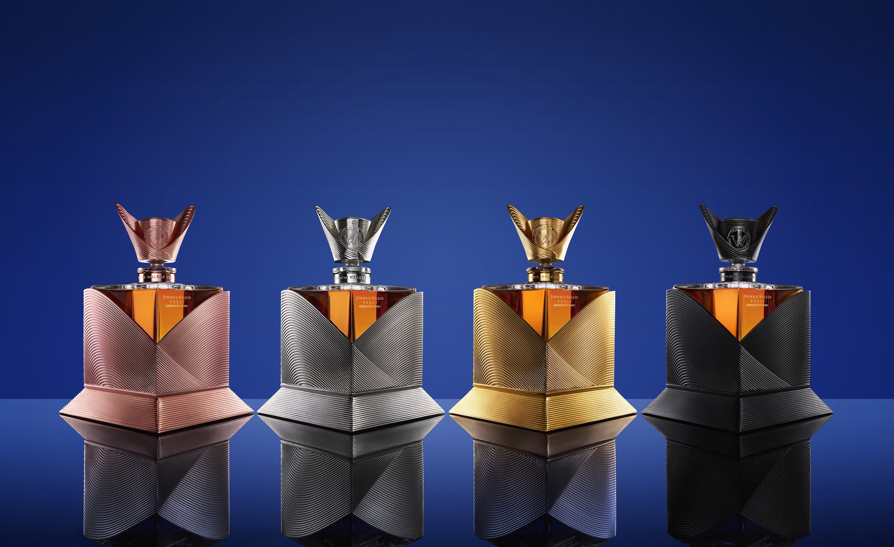 Four of the Johnnie Walker x Olivier Rousteing bottles