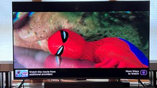 Roku Plus Series TV showing Spider-Man image onscreen