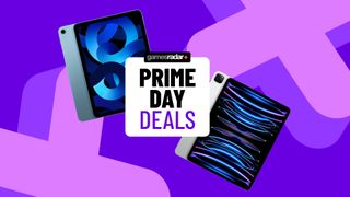 Amazon Prime Day badge with two iPads on either side