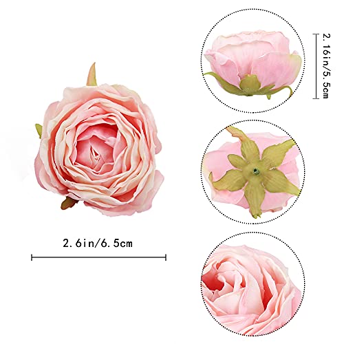 Ipopu Pink Flowers Silk Rose Heads 25pcs Fake Roses Artificial Flowers Real Touch for Wall Decoration Bouquet Flower Heads Bulk Wedding Centerpieces