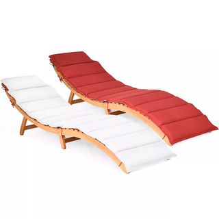 two cushioned chaise lounges