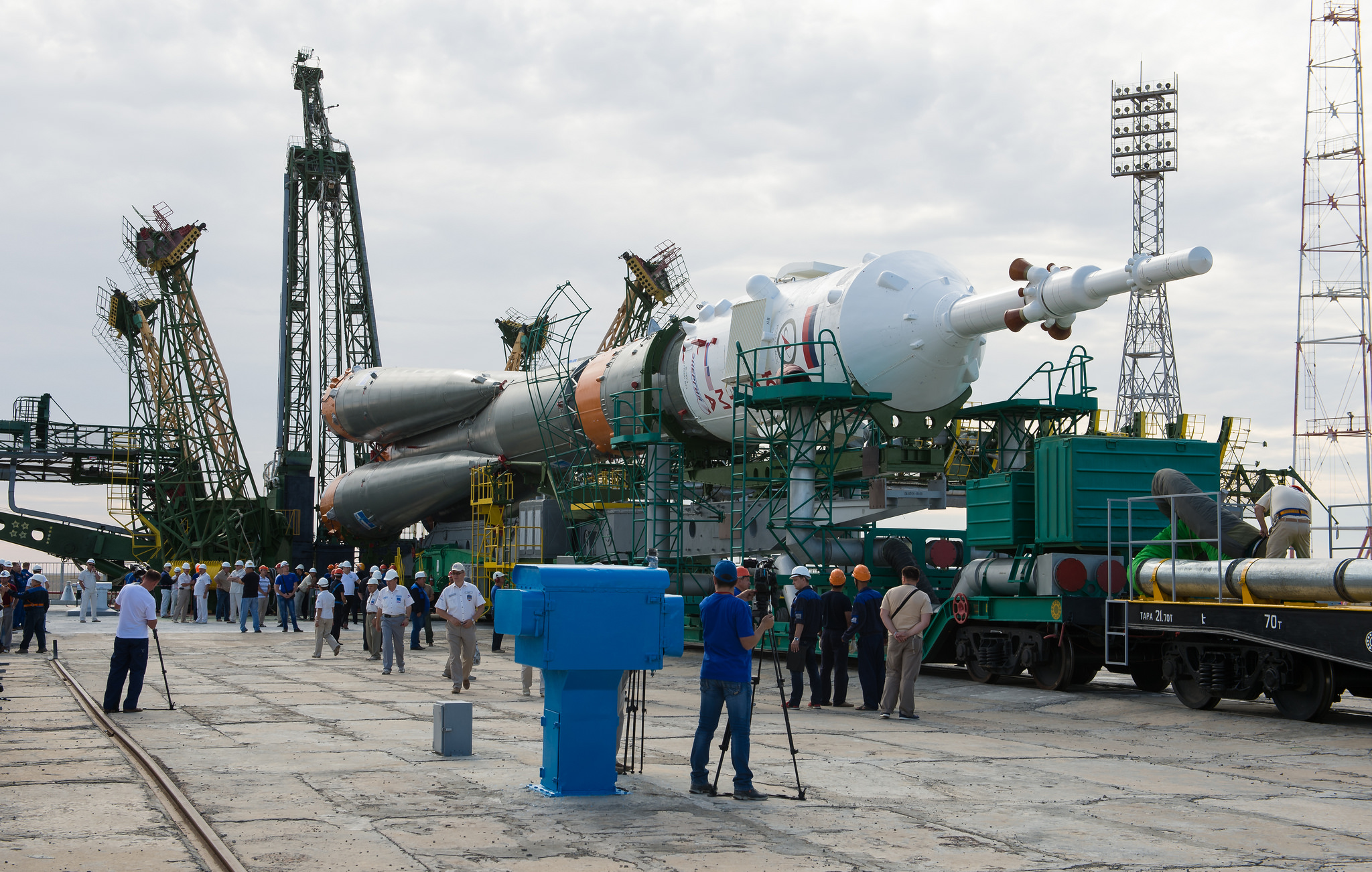 Soyuz Rocket Rolls out to the Pad