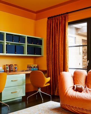 A green and orange room makes for an unexpected color combination