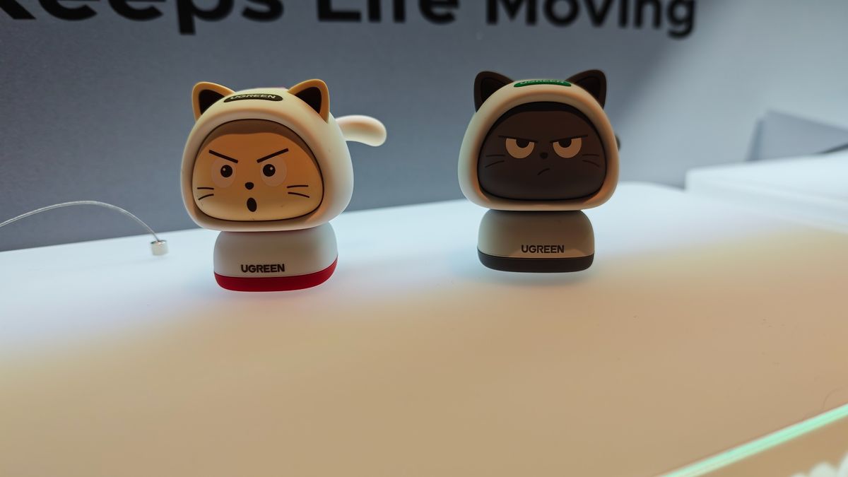Cat versions of the UGreen Uno 45W Gan Fast Chargers on display