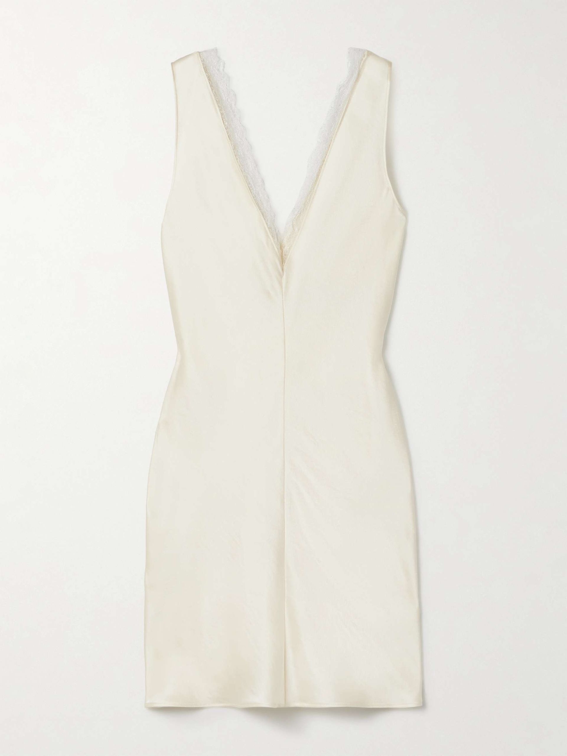 Barb Lace-Trimmed Hammered-Satin Mini Dress
