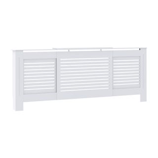 White radiator cover with slatted front