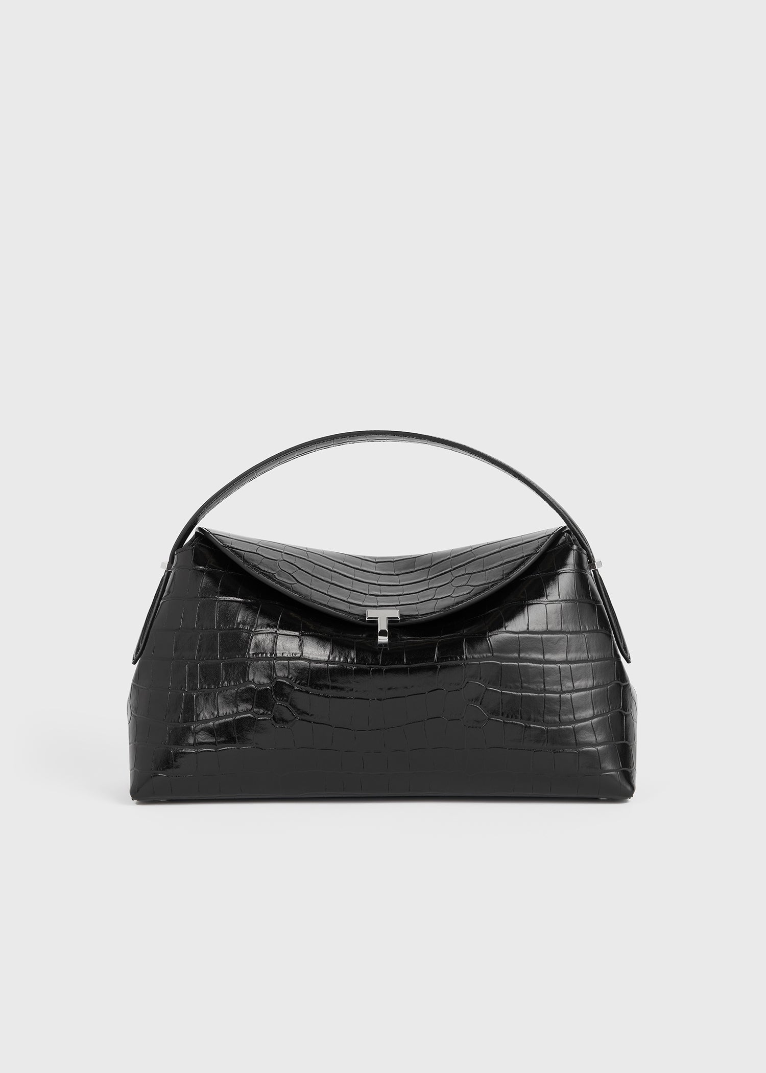 T-Lock Croco-Embossed Top Handle Black