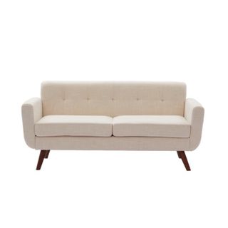 A white loveseat couch