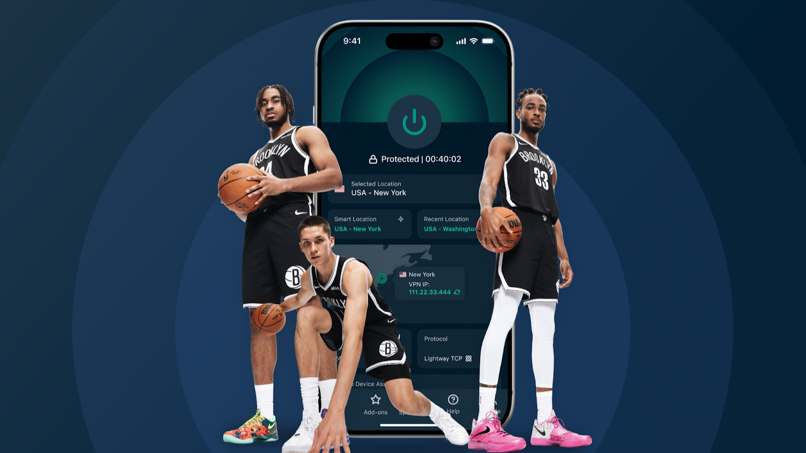 ExpressVPN&#039;s partnership with Brooklyn Nets - promo image