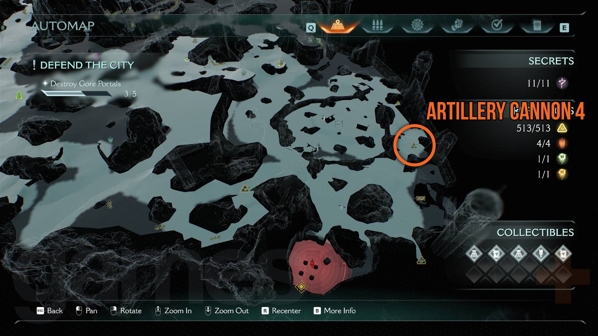 Doom The Dark Ages artillery cannon 4 in Siege - Part 1 marked on map