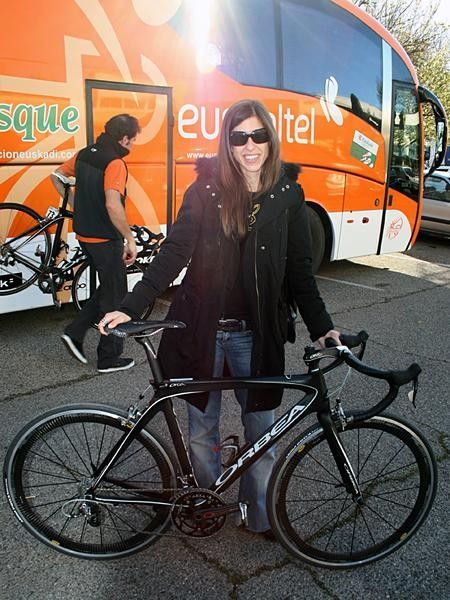 Orbea product development manager Miriam Bengoetxea stands proudly with her new creation.