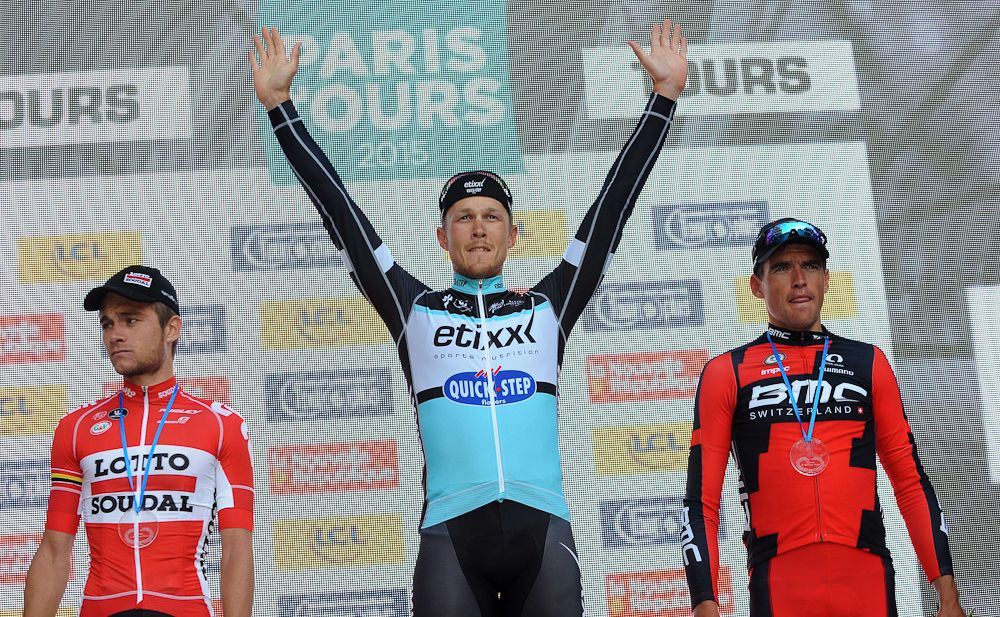 Tosh Van der Sande, Matteo Trentin and Greg Van Avermaet