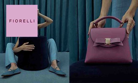 Fiorelli logo placed over a woman holding a purple bag 