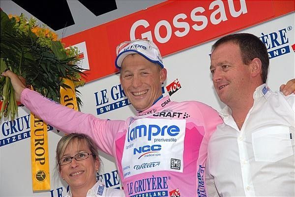 Swiss David Loosli (Lampre) on the podium.