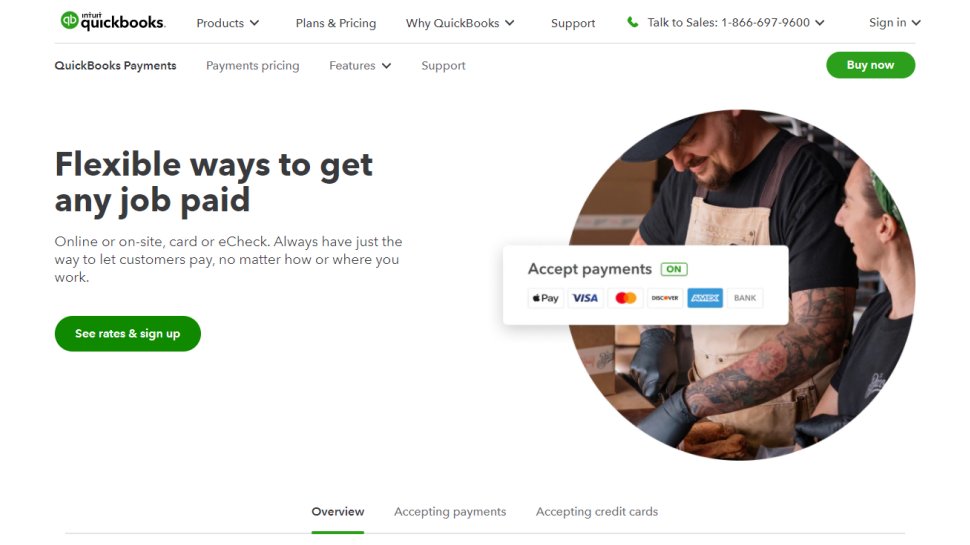Website screenshot for QuickBooks Payments