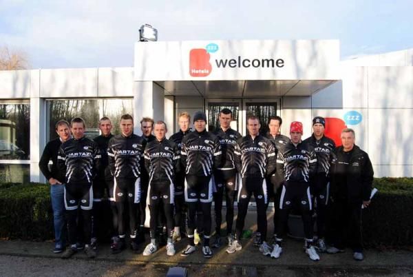 The team before they were dropped into the Belgian sewer system