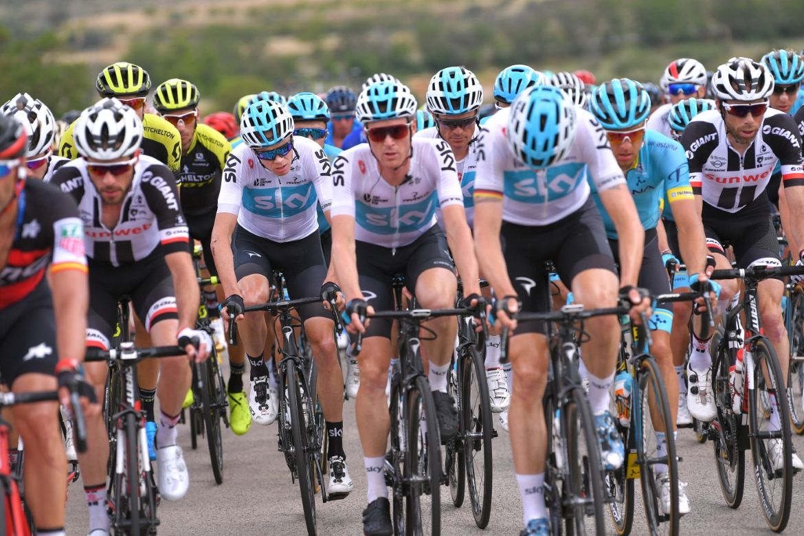 Team Sky surround Chris Froome