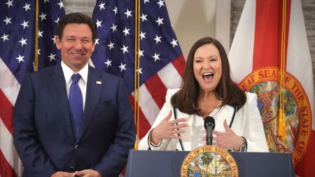 Florida Gov. Ron DeSantis and state Attorney General Ashley Moody