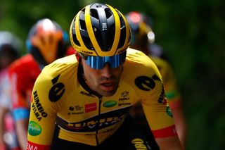 Team Jumbos Dutch rider Tom Dumoulin rides during a 7men breakaway in the 7th stage of the Giro dItalia 2022 cycling race 196 kilometers between Diamante and Potenza southwestern Italy Photo by Luca Bettini AFP Photo by LUCA BETTINIAFP via Getty Images