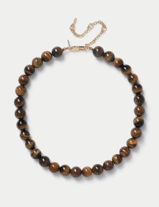 Real Stone Tigers Eye Sphere Necklace