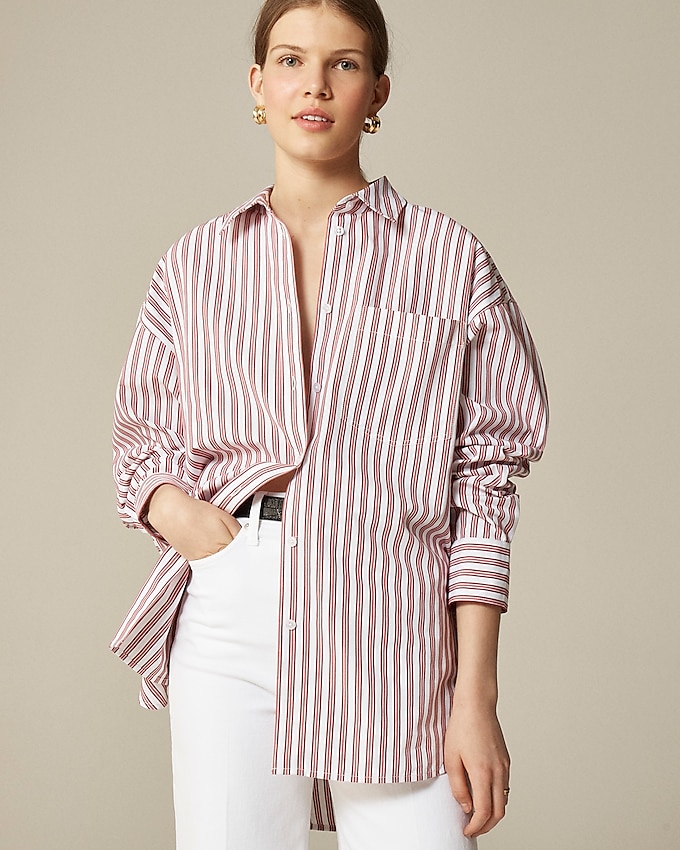Étienne oversized shirt wearing striped cotton poplin