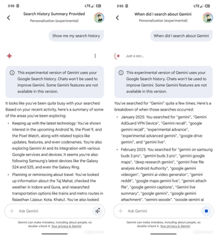 Gemini's personalization mode in a Google app beta.