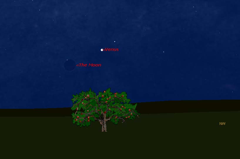 Venus and Crescent Moon Sky Map for May 22, 2012