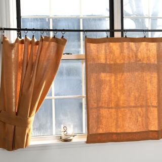 Linen cafe curtains (cinnamon) 13"