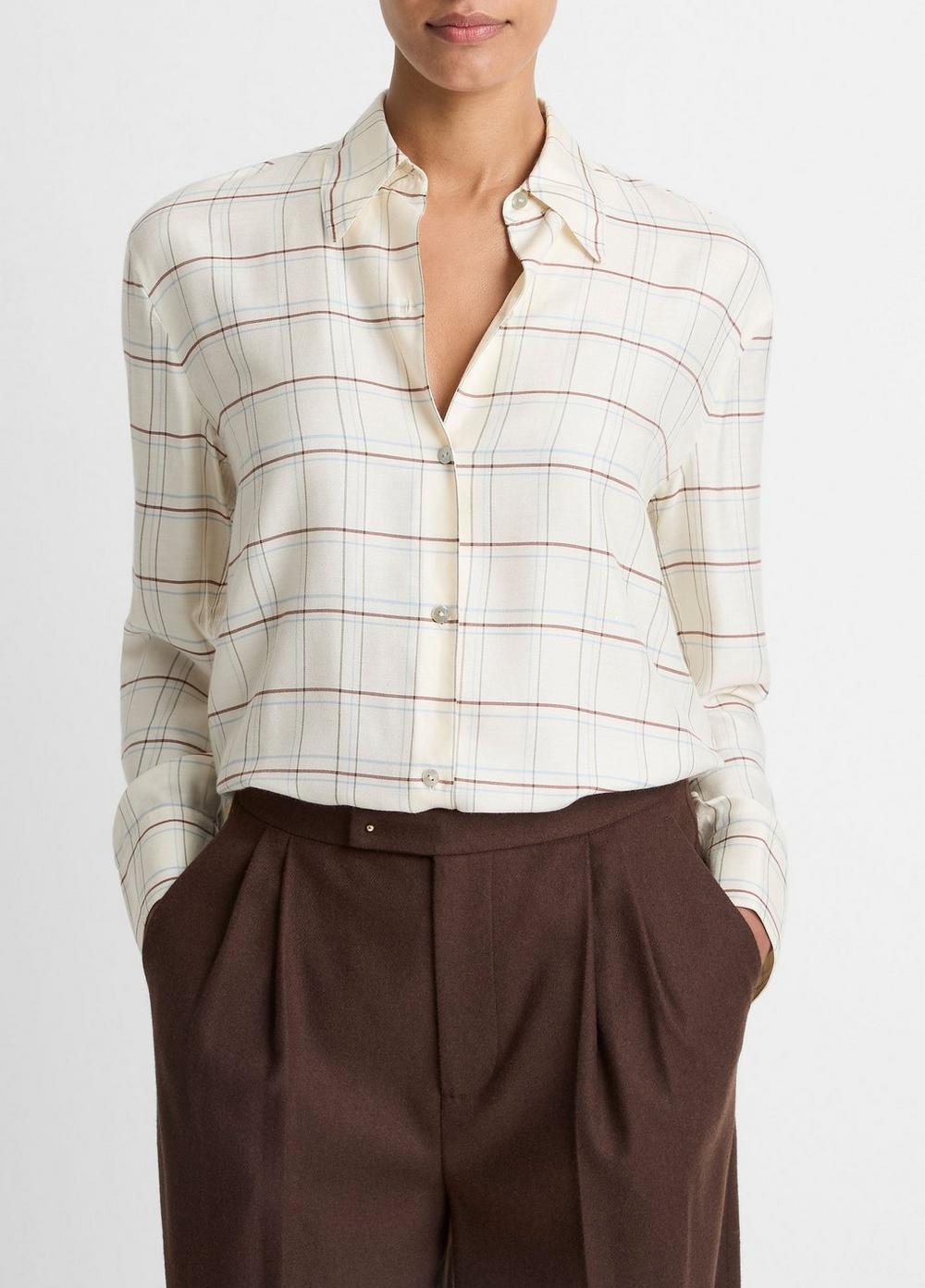 Checked Plaid Button-Front Shirt