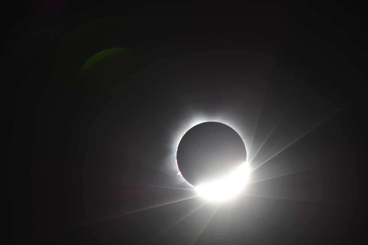 Hybrid solar eclipse from a P&amp;O Pacific Explorer cruise ship in the Exmouth Gulf.