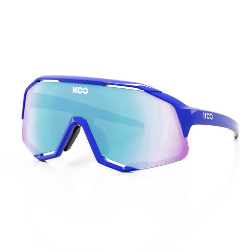 KOO Demos in blue with blue and pink lense