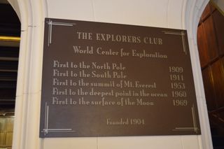 A plaque in the lobby of the Explorers Club