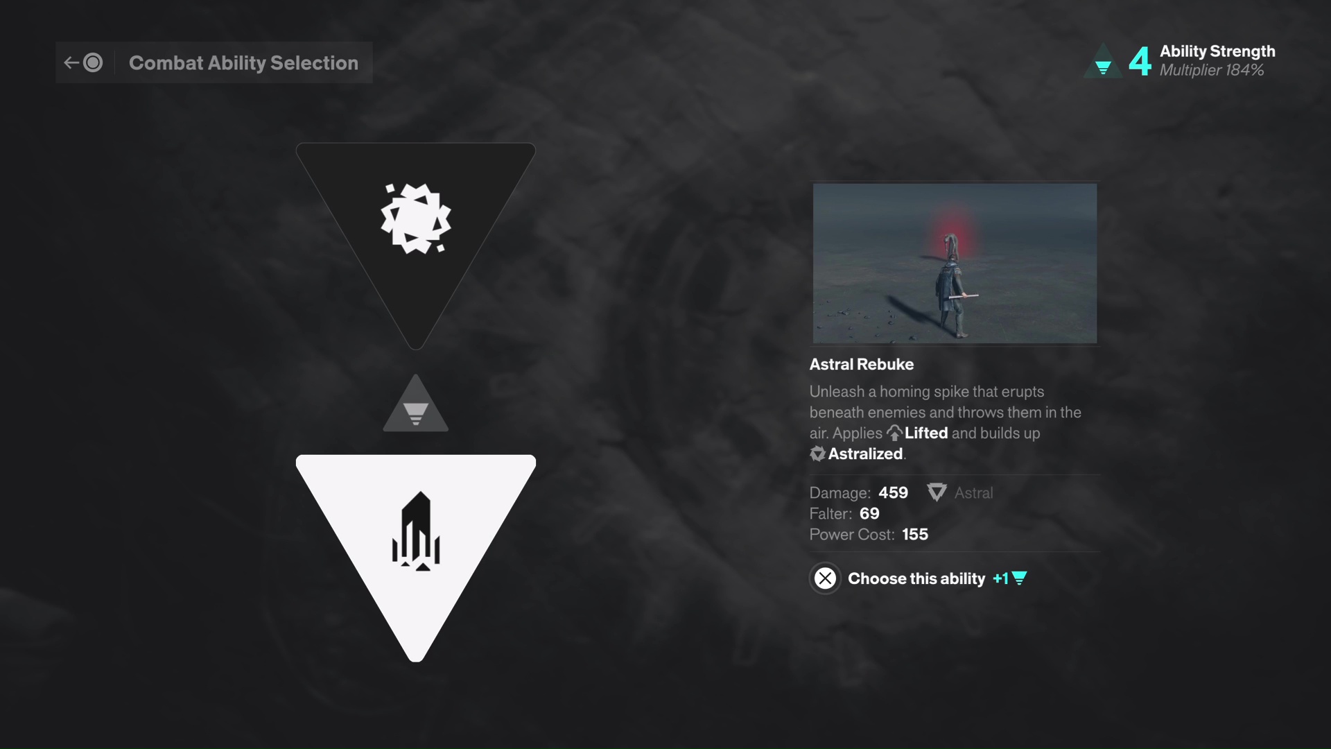 A player chooses the Astral Rebuke power in Control Resonant