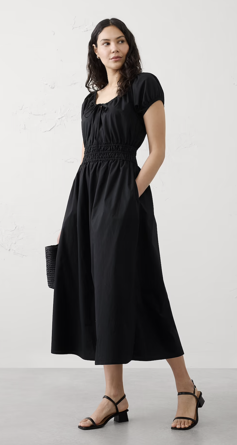 Banana Republic Factory, Poplin Gathered-Neck Midi Dress (Was $140)