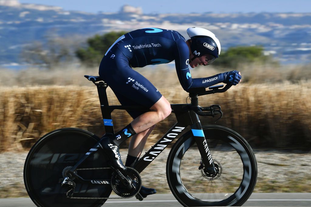 BERRELTANG FRANCE FEBRUARY 10 Matteo Jorgenson of United States and Movistar Team sprints during the 6th Tour De La Provence 2022 Prologue a 71km Individual Time Trial stage from Berreltang to Berreltang TDLP22 ITT on February 10 2022 in Berreltang France Photo by Luc ClaessenGetty Images