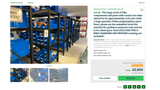 A screenshot of an auction lot from the Marriott & Co. website showing a large amount of bike parts on sale