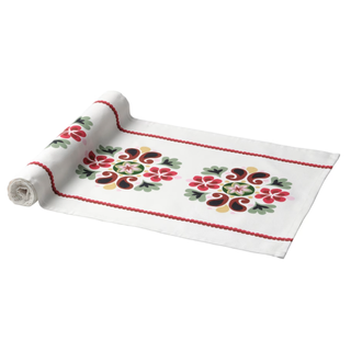 a Christmas print table runner