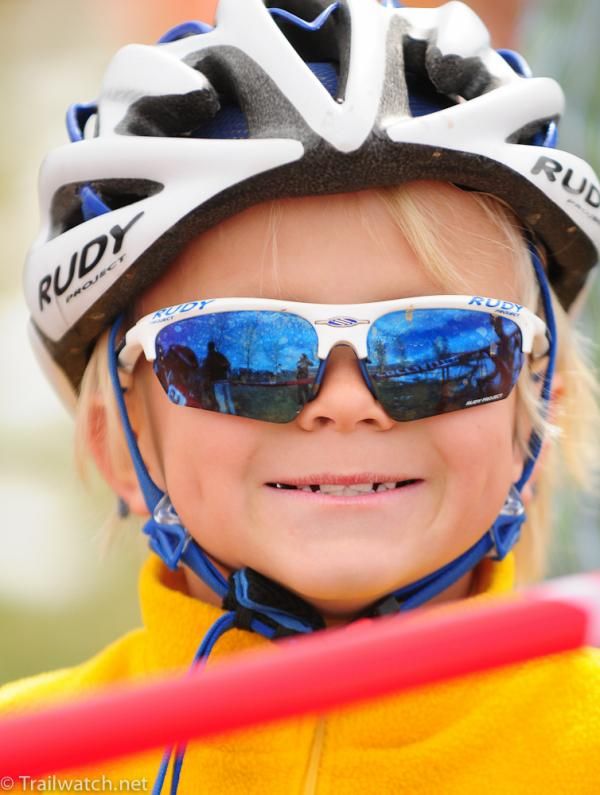 One of the racers on the front row of the Kids Race
