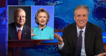Jon Stewart turns the tables on Karl Rove for his Hillary Clinton conspiracy