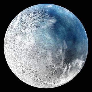 An artist's conception of a frozen planet. If a planet gets cold enough, it could become a snowball world.