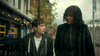 Elliot Page and Emmy Raver-Lampman in The Umbrella Academy season 3