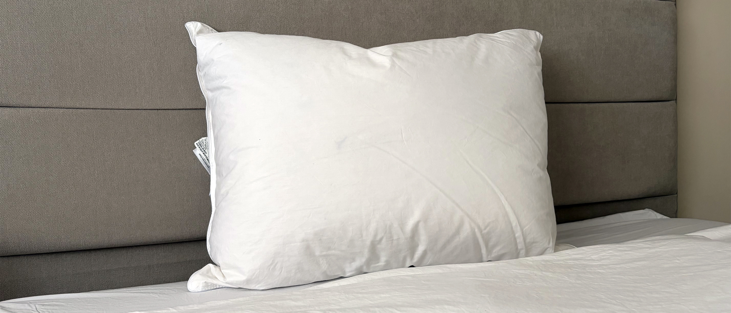 The Downright Mackenza WD pillow on a bed in our reviewer's bedroom