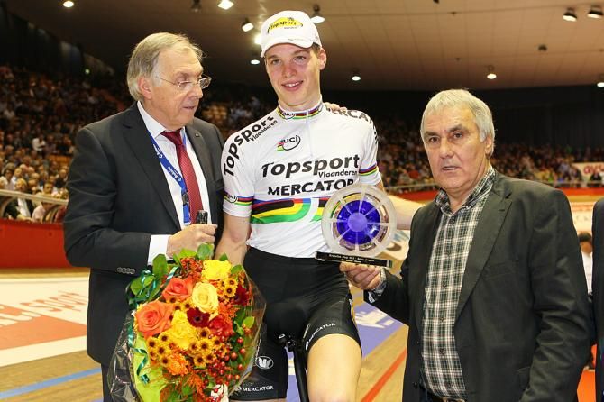 Gijs Van Hoecke was awarded the Kristallen Fiets for best U23 rider while racing at the Gent Six Day