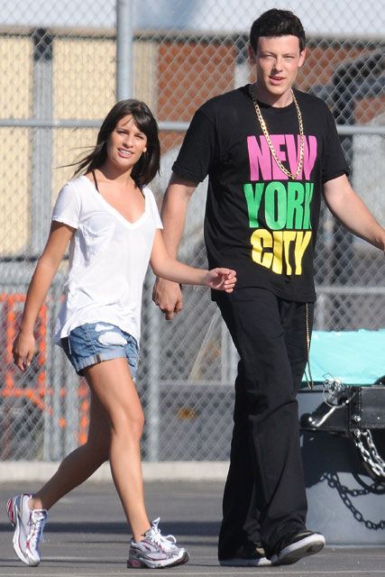 Lea Michele and Corey Monteith - Sneak peek! On set of Glee Season 2 - Filming, started, on-set, Gleeks, celebrity, gallery, Marie Claire