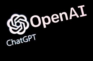 OpenAI and ChatGPT logos displayed on a smartphone with a black background