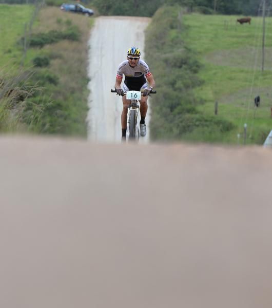 Eventual winner, Urs Huber of Team Bulls, tackles the rolling hills on his own during the latter stages of the Attakwas Extreme marathon on Saturday.