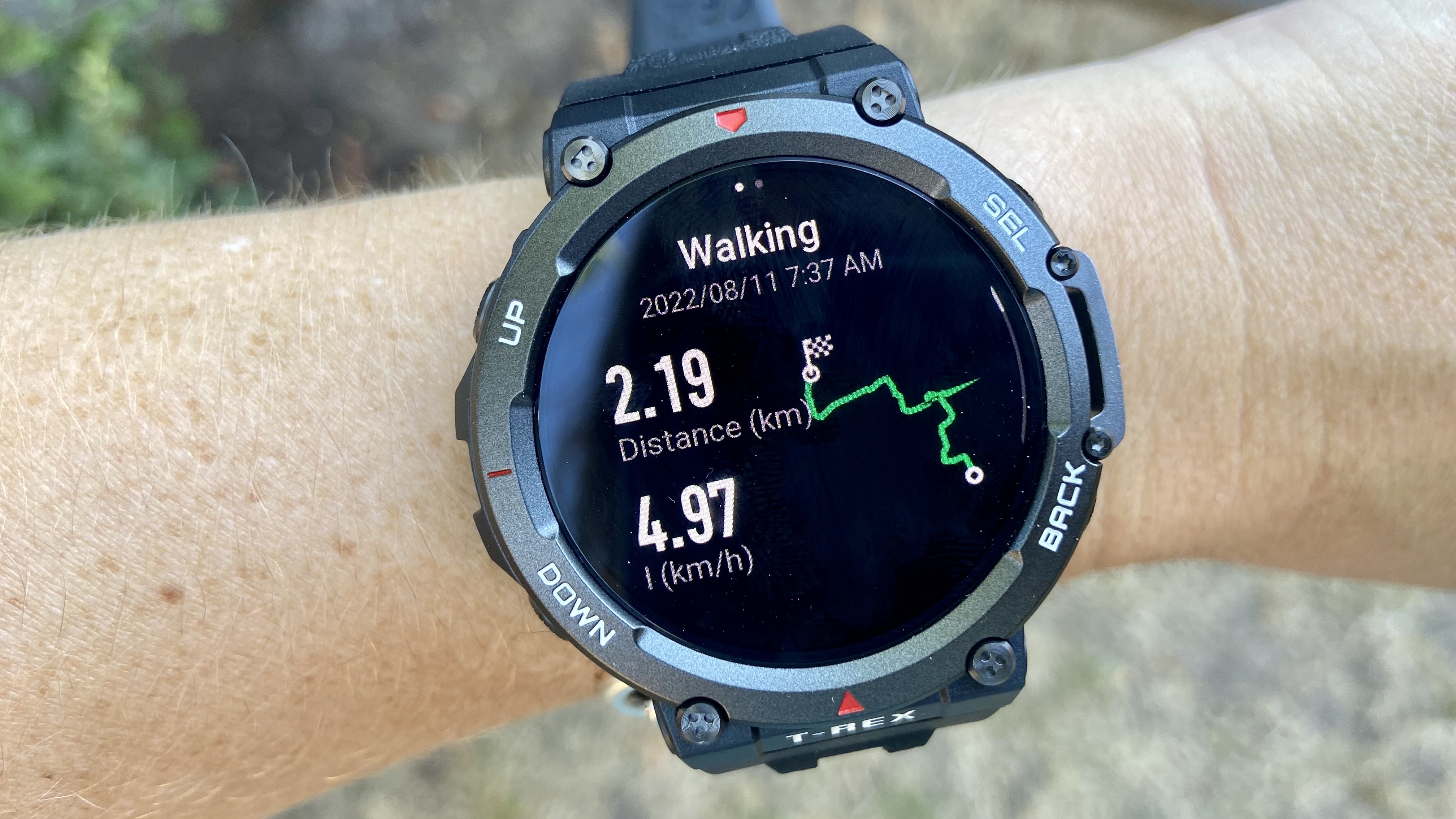 Post-workout screenshot on the amazfit t rex 2